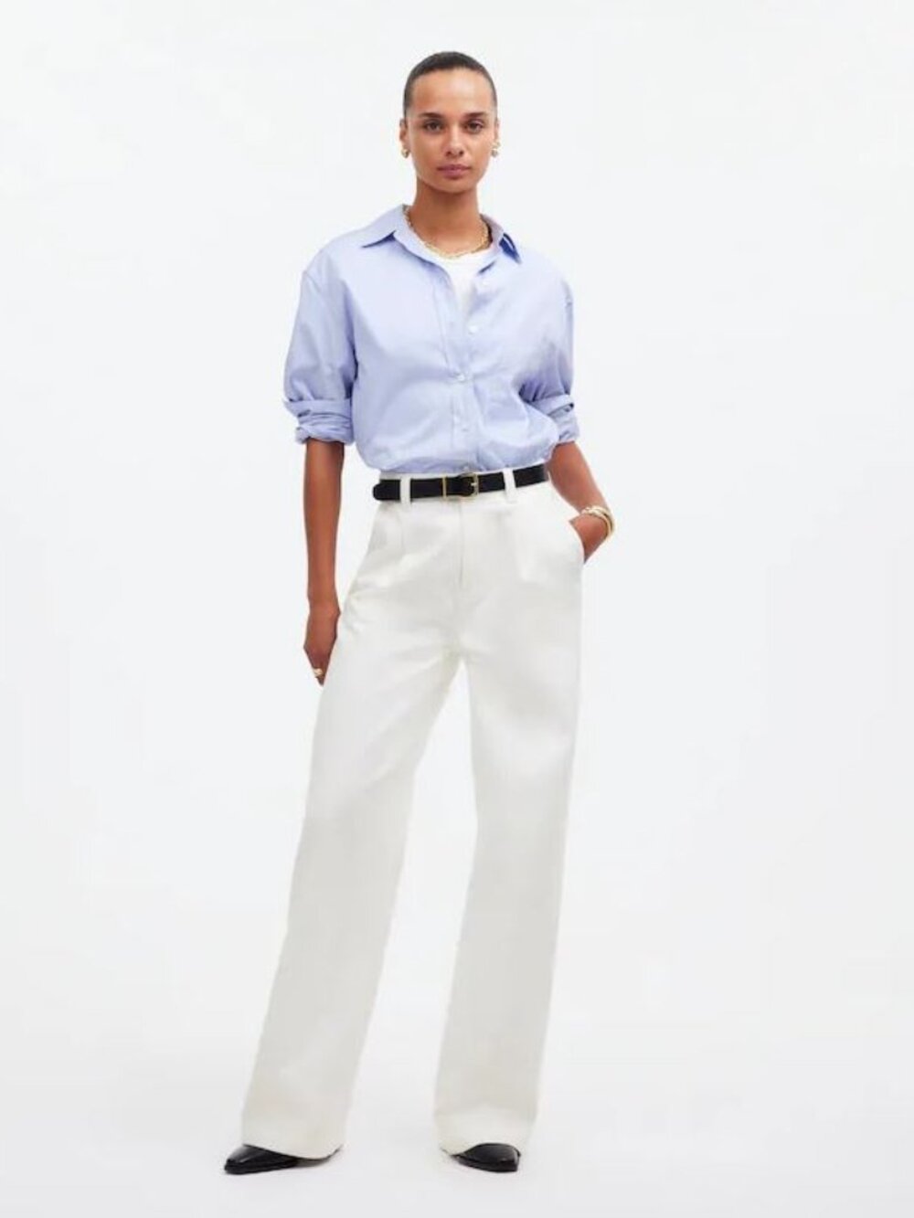 Madewell | The Harlow Wide-Leg Trouser Jean | Off-White/Cream Size 28